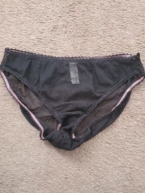 VS Black Sheer Mesh Bikini with Pink Trim